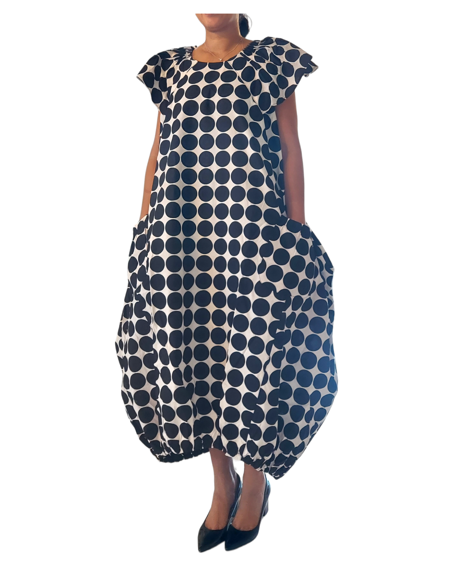 7745- Printed Ballon Dress