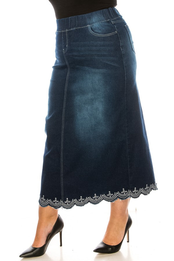 Plus Size Denim Skirt