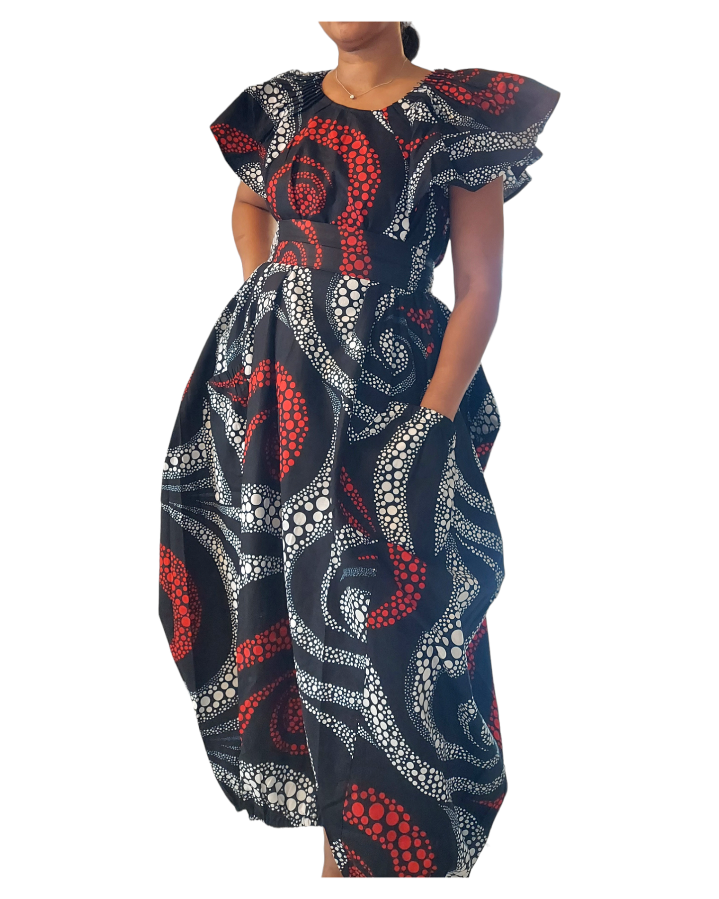 7745- Printed Ballon Dress