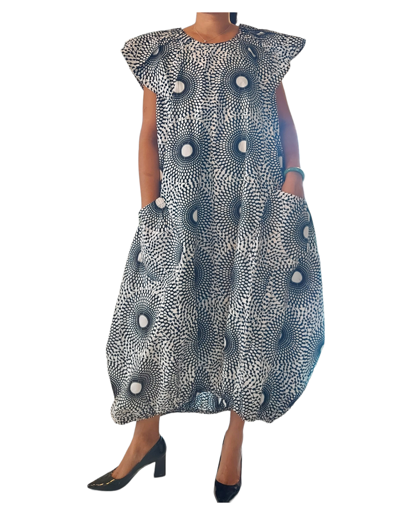 7745- Printed Ballon Dress