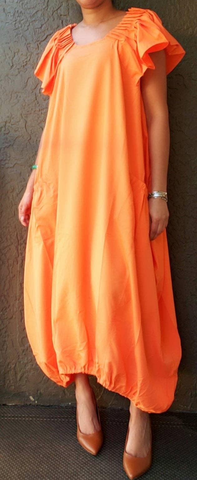 Balloon Dress/Solid/Orange - 22169