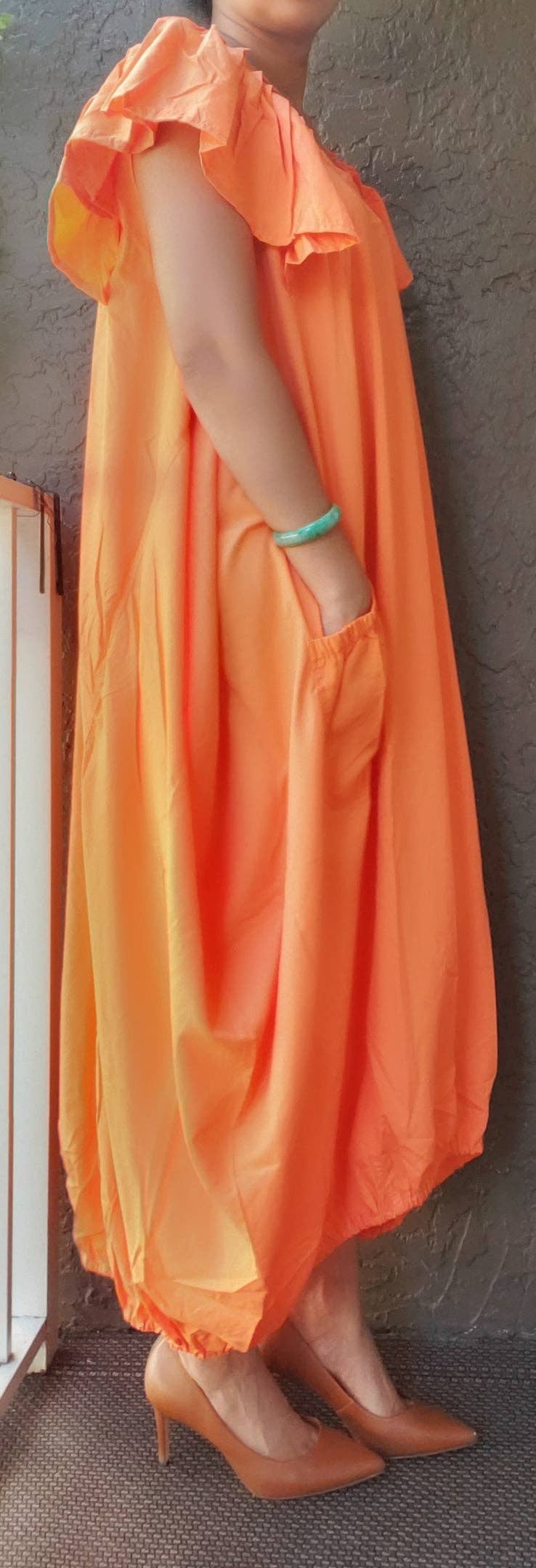 Balloon Dress/Solid/Orange - 22169