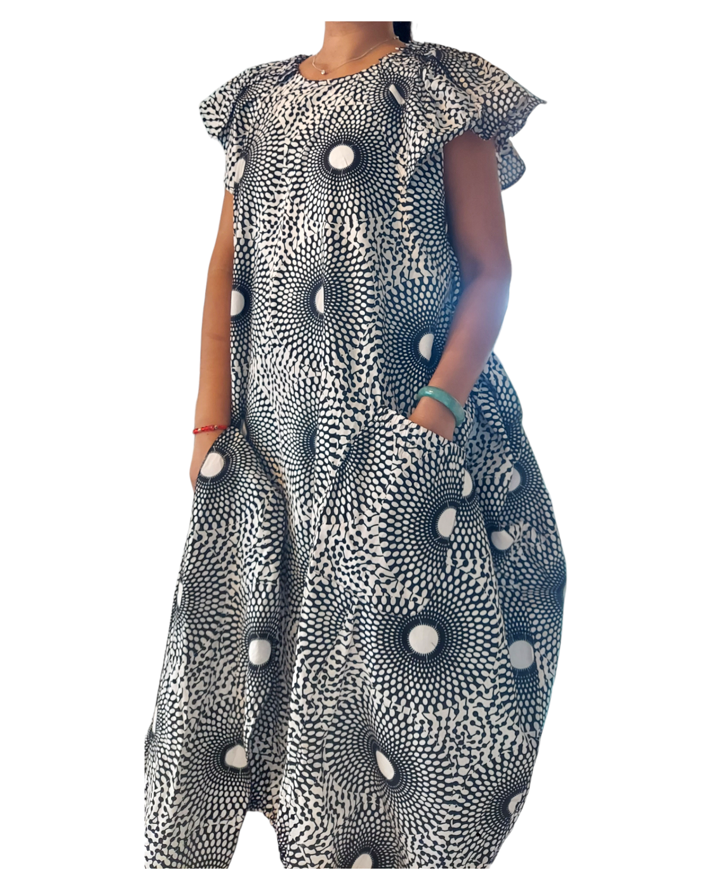 7745- Printed Ballon Dress